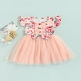 thumbnail image 3 of PENGXIANG Robe Style Doux Imprimé Floral Maille Manches Courtes Robe Petite Fille Décor Nœud, 3 of 10