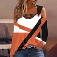 thumbnail image 2 of Long Sleeve Shirts for Women Fall Fashion 2026 Cold Shoulder Tops Sexy V Neck Color Block Loose Comfy Blouses Fall Outfits for Women 2026, 2 of 4
