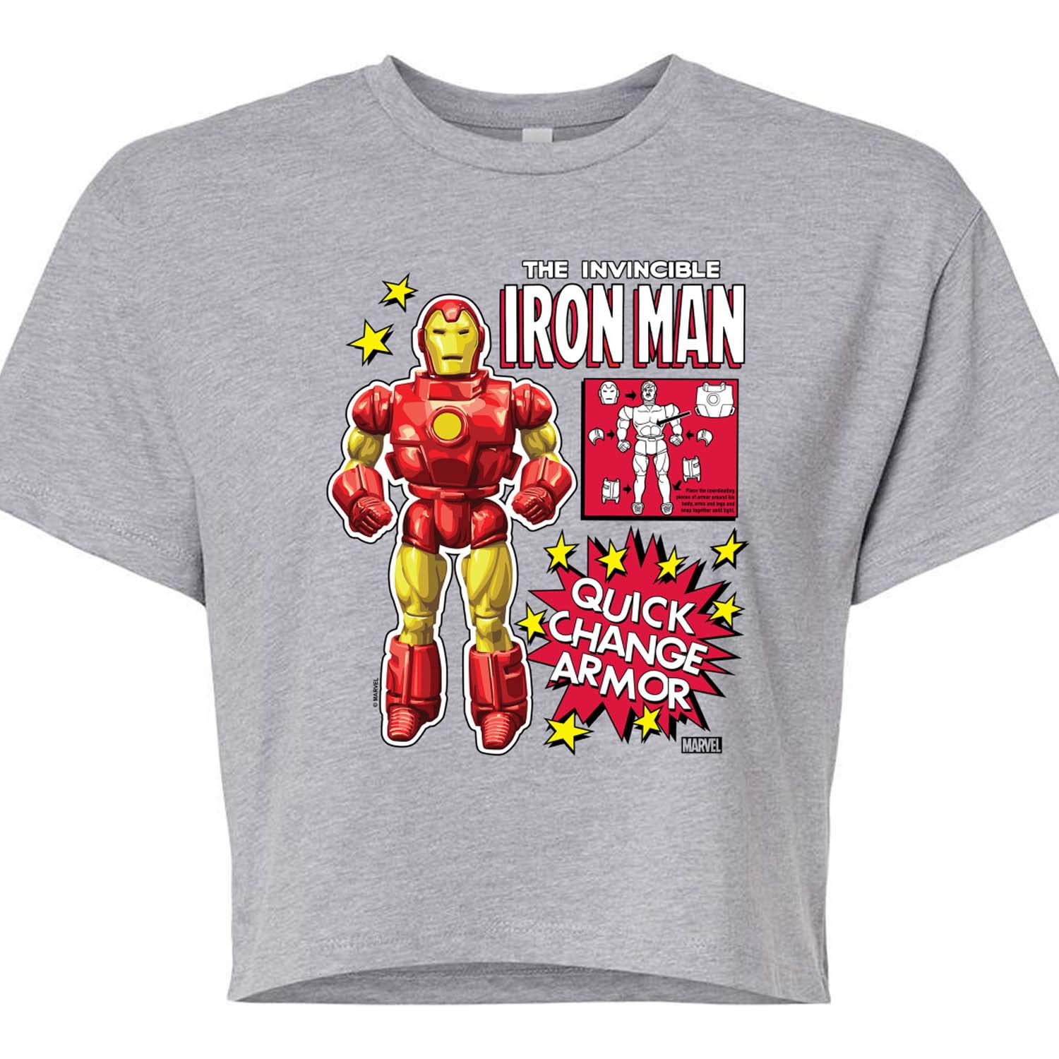 Marvel Iron Man - Action Figure - Juniors Cropped Graphic T-Shirt
