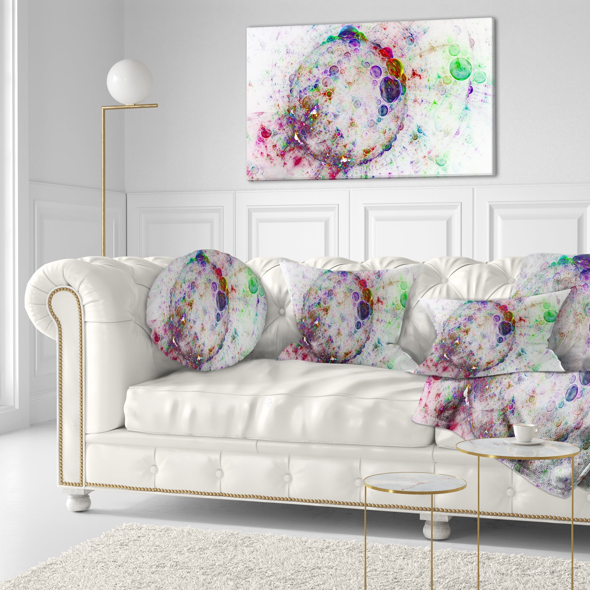 Designart Colorful Spherical Planet Bubbles - Abstract Throw Pillow - 12x20