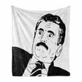 thumbnail image 1 of Humor Soft Flannel Fleece Blanket, Reaction Guy Human Rage Comics Man with Moustache in Suits Gesture Artwork Print, Cozy Plush for Indoor and Outdoor Use, 50" x 70", Black and White, by Ambesonne, 1 of 6
