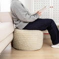 thumbnail image 6 of Round Pouf Ottoman 20 x 20 x 14 Inches Boho Poof Home Decor Floor Pouffe Ottoman Foot Rest for Couch Sofa Bean Bag Chairs Living Room Bedroom (Linen White), 6 of 16