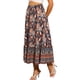 thumbnail image 4 of Faldas florales INSPIRE CHIC para mujer, falda maxi fluida de playa casual con cintura alta elástica, XS azul oscuro, 4 of 5