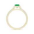thumbnail image 2 of Angara Natural 0.6 Ct. Emerald with Diamond Halo Ring in 14K Yellow Gold for Women (Ring Size: 3), 2 of 11