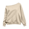 thumbnail image 4 of mgoYE Cute Sweatshirts for Teen Girls Solid Lightweight Off The Shoulder Tops Pullovers Long Sleeve Y2K Loose Fit Tunic Tops, 4 of 5