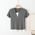 thumbnail image 1 of LOVZFMLL Hauts d'Été pour Femmes Mode Décontractée Couleur Unie T-shirt à Manches Courtes, 1 of 4