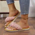thumbnail image 7 of NexTorq Thong Slippers for Women Flip Flop Slippers House Slippers With Cozy Textured Fleece Upper Fuzzy Plush Lining Open Toe Comfortable Slip On Lightweight Indoor Bedroom Home Shoes Ladies, Pink, 7 of 7