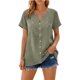 thumbnail image 5 of Craaazy Women's Relaxed Fit V Neck Blouse, Solid Color Short Sleeve Lace Trim Top, Loose Comfy Summer Tee for Work & Weekend Gifts, 5 of 9