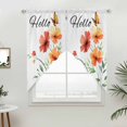 thumbnail image 2 of Swag Valance Curtains for Windows, Orange Red Floral Light Filtering Kitchen Curtains with Rod Pocket, Rustic Pastoral Botanical Butterfly Window Treatment Valances for Living Room, 28x36 - 2 PCS, 2 of 9