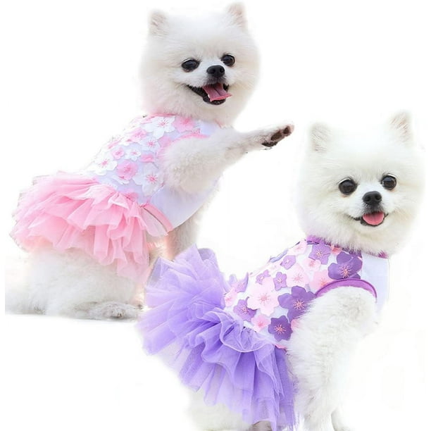 Vestidos para perros pequeños, bonitos vestidos de princesa con tutú de  verano, falda para mascotas, ropa para cachorros, disfraz de flor de  durazno