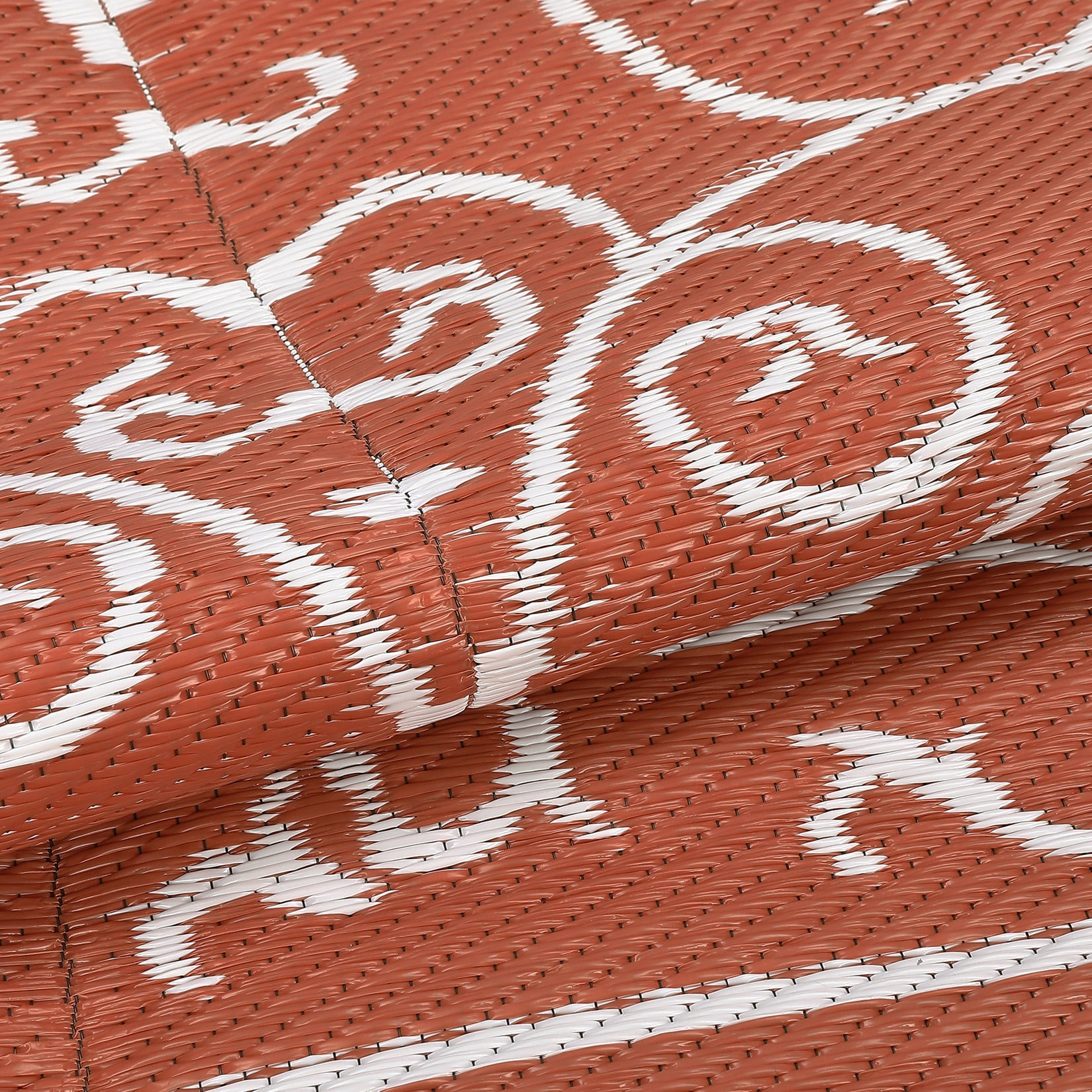 Nanan 9x18 Outdoor Rug, Waterproof UV Protected Fade Resistant Reversible Plastic Straw Patio Mat for RV, Camping, Deck, Yard, Garden, Balcony, Poolside, Brick Red