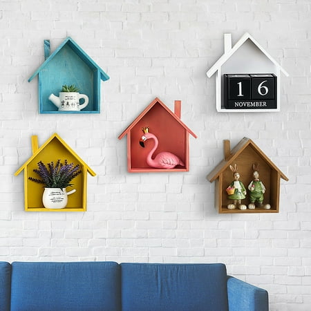 Pine Wall Shelves Creative Wooden Hanging Wall Shelves Flowerpots Holder Display Storage Wall Shelf Home Decorate (Only Wall Shelf) ()