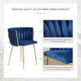 thumbnail image 2 of Tzicr Velvet Dining Chairs Set of 2, Modern Woven Upholstered Dining Chairs with Gold Metal Legs,Luxury Tufted Dining Chairs for Living Room, Bedroom, Kitchen (Blue), 2 of 6