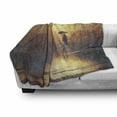thumbnail image 3 of Modern Soft Flannel Fleece Blanket, Silhouette of Lonely Woman Under Rain with Umbrella Dramatic Paint Picture, Cozy Plush for Indoor and Outdoor Use, 50" x 70", Pale Caramel Yellow, by Ambesonne, 3 of 6