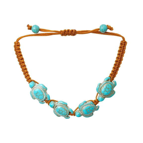SUSHANG Turquoise Turtle Bracelet Turquoise Turtle Bracelet Boho Handwoven Adjustable Bracelet Charm