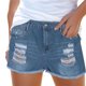 thumbnail image 1 of Pantalones cortos desgastados de cintura alta para mujer: corte ajustado, detalle de agujeros, denim de algodón, vaqueros sexys de verano, conversión de tallas EE. UU./Reino Unido/UE, 1 of 8