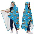 thumbnail image 2 of Wearable Blanket,Cartoon Construction Vehicles Stop Signs Hooded Wearable Flannel Blanket for Adults & Teens,Winter Poncho Shawl Wrap Cape Cozy Anti-Pill,50"x60", 2 of 5