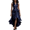 thumbnail image 3 of TaTaai Women‘s Cocktail Dress, Sleeveless V-Neck Bodycon Midi Dress, Solid Color Ruffled Hem Asymmetric Evening Dress for Party Wedding Guest Gift, 3 of 8