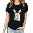 thumbnail image 3 of Pantalones Cortos para las Mujeres Sexy Pascua Moda Impresión Cuello Redondo Tee, Poliéster Ligero Casual Top para Primavera Verano Diario, Blusa de Suéter, 3 of 4