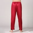 thumbnail image 5 of SWSMCLT Men's Long Pajamas Pants Satin Soft Loose Fit Lounge Pj Bottom Ankle Summer Travel Fall Thin Luxury Red X-Large, 5 of 5