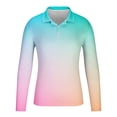 thumbnail image 3 of ZCFZJW Mens Knit Polo Shirts Casual Tie Dye Gradient Print Long Sleeve Classic Polo Shirts Button Down Golf Shirts Loose Fit Henley Tops Multicolor#07 XL, 3 of 4