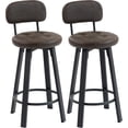 thumbnail image 1 of Bar Stools Set of 2, Modern Swivel PU Leather Counter Height Barstools, Upholstered Breakfast Bar Chairs with Footrest and Backrest for Kitchen Counter, Dining Room, Brown, 1 of 2