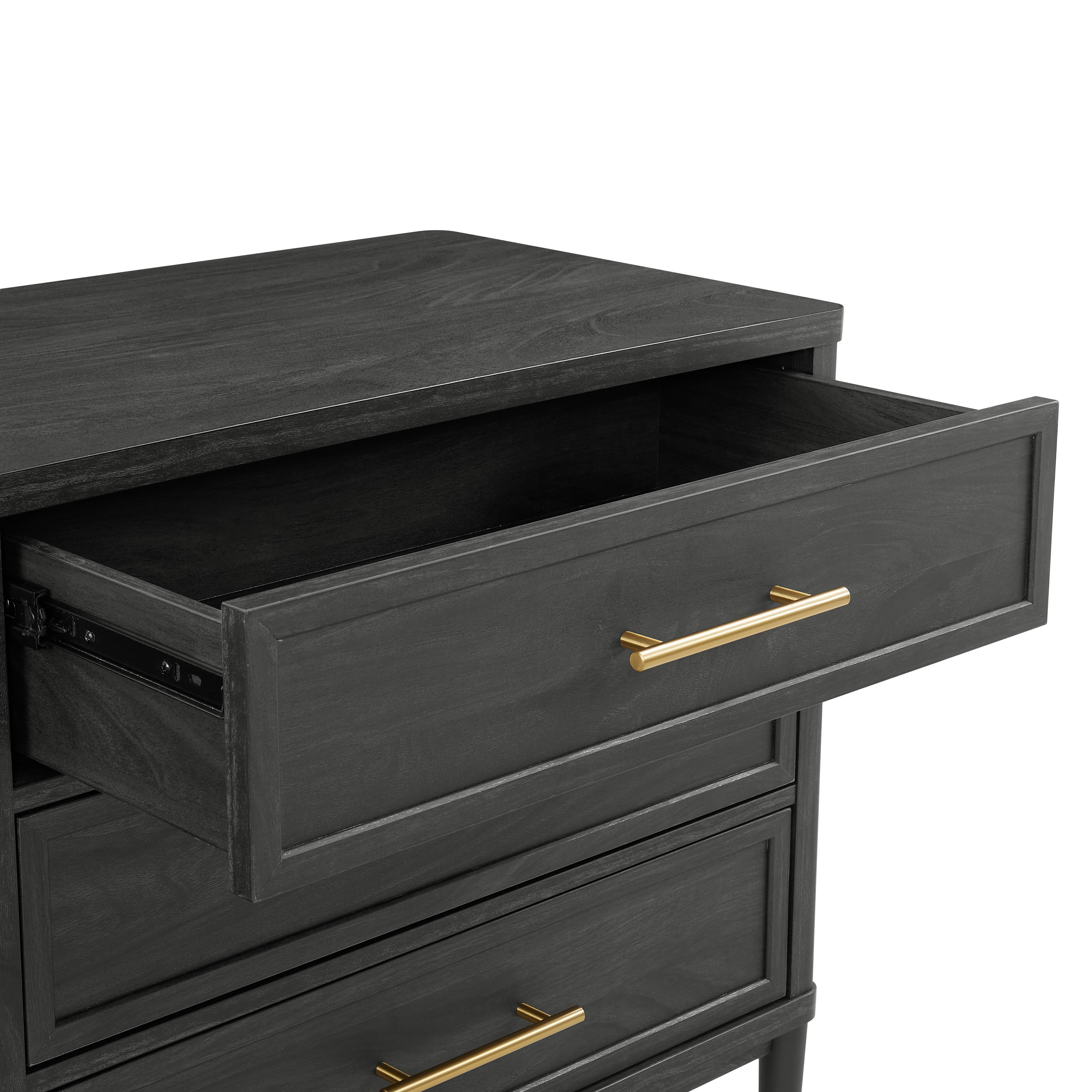Better Homes & Gardens Oaklee 3-Drawer Nightstand – USB Charging, Charcoal
