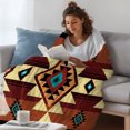 thumbnail image 3 of Turquoise Red Throw Blanket,Flannel Fleece Blanket with Striped Design for Couch,Southwest American Native Abstract Pattern Soft Breathable All Season Plush Blankets for Sofa Office Car Seat 40"x60", 3 of 9