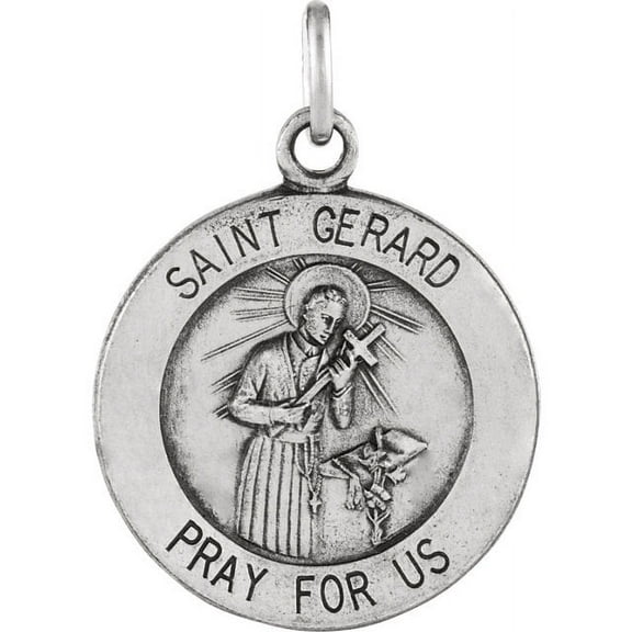 14K White Gold 18mm St. Gerard Medal