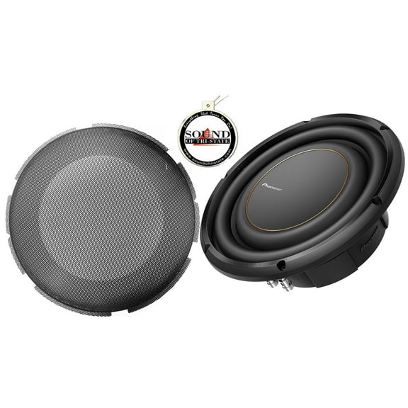Single Pioneer TS-D10LS2 10" 2-ohm shallow-mount subwoofer UD-G10L mesh grille