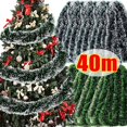 thumbnail image 2 of 40/2m Artificial Christmas Tinsel Ribbons Xmas Tree Hanging Pendents Ornaments Green Cane Ribbon Garland Wreath Home Party Decor, 2 of 5
