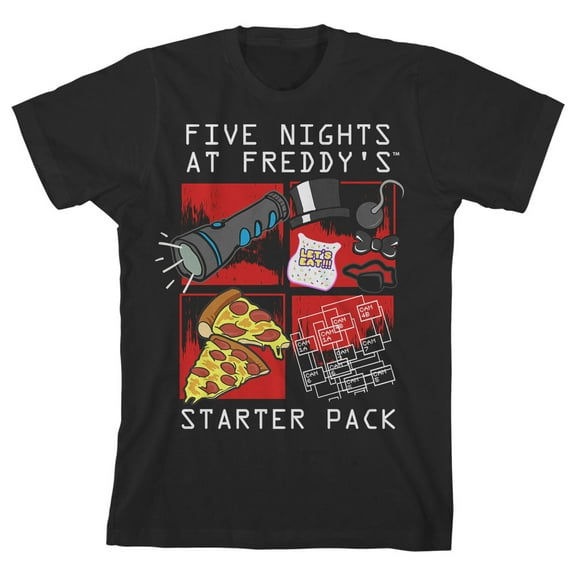 Five Nights at Freddy's Starter Pack Boy's Black T-shirt-M