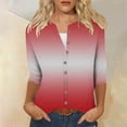 thumbnail image 2 of HAPIMO Women's Fashion Shirts V-Neck Pullover Long Sleeve Blouse Classic Solid Color Button Chiffon Tops Cozy Casual Sweatshirt T-Shirt Clothes for Women, 2 of 5