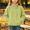 thumbnail image 4 of Edvintorg Girls Fleece Jacket Solid Color Stand Collar Casual Coat Fall Winter Long Sleeve Zip up Outerwear with Pocket Clothes for Teen Girls Size 4-15, 4 of 9