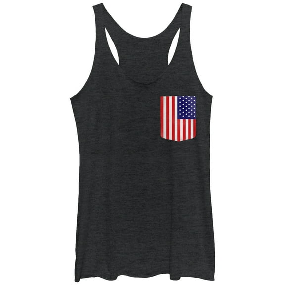 Women's Lost Gods American Flag Badge  Racerback Tank Top Black Heather Small