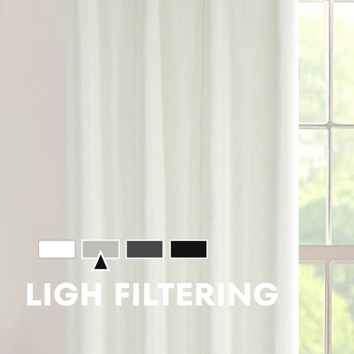 Mainstays Southport Textured Light Filtering Curtain Panel Pair, Set of 2, Ivory, 40"W x 63"L