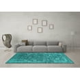 thumbnail image 3 of Ahgly Company Machine Washable Indoor Rectangle Oriental Turquoise Blue Industrial Area Rugs, 5' x 8', 3 of 4