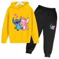 thumbnail image 3 of Conjunto de 2 piezas de sudadera y pantalones con estampado de dibujos animados de Disney Stitch para niños de 3 a 14 años, ropa deportiva informal para niños y niñas, 3 of 5
