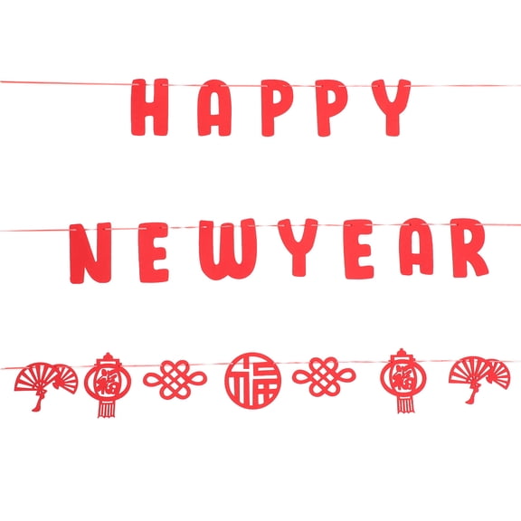 ETHZZLE 1Set Celebrating Flag New Year Decorative Flag for New Year Celebration Fabric 19x6.3x0.1in