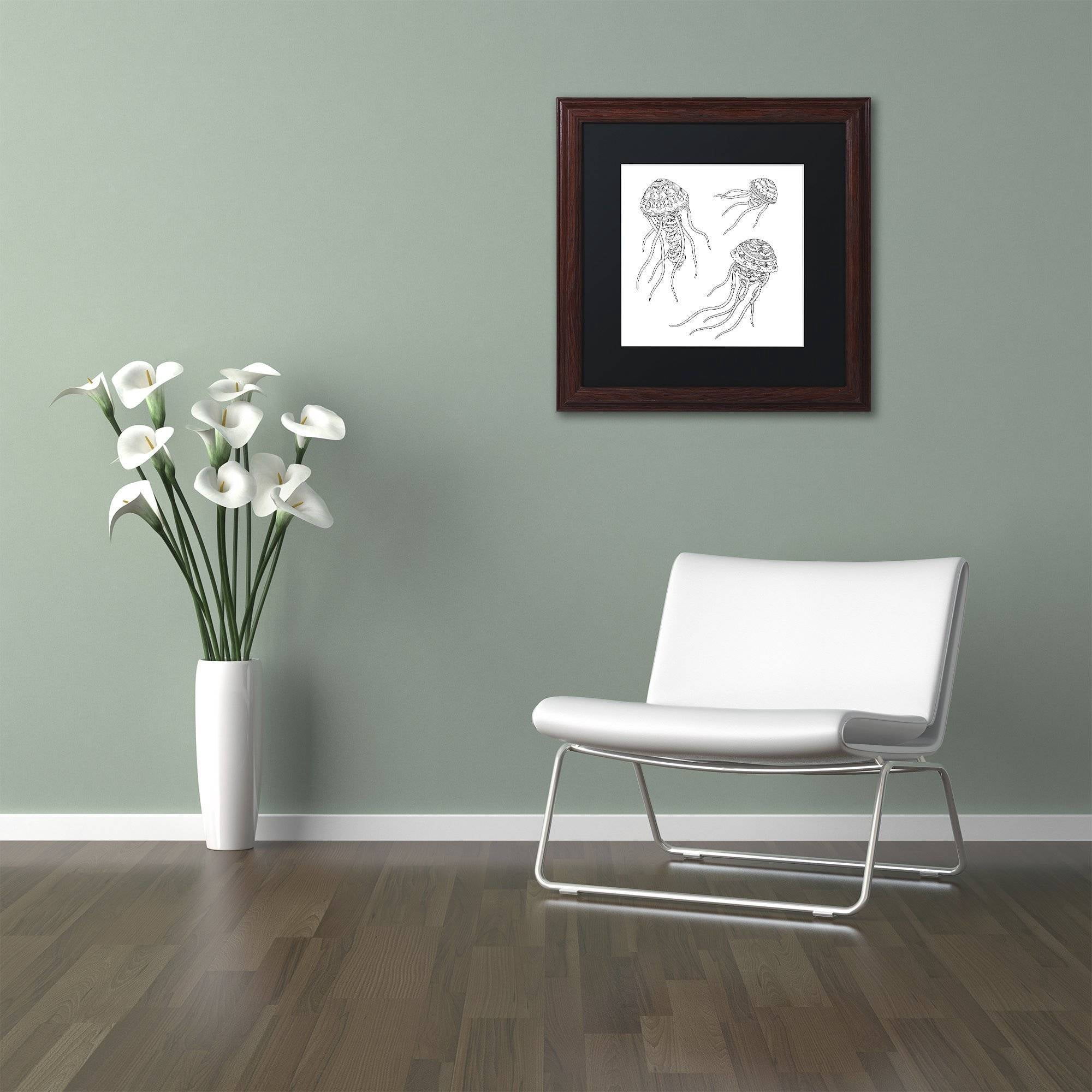 Trademark Fine Art 'Jellyfish Family' Canvas Art by Filippo Cardu Black Matte, Wood Frame