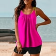 thumbnail image 6 of Dagegui Tankini Swimsuits for Women 2 Piece Modest Bathing Suits Summer Pleated U Neck Swim Tank Top with Boyshorts Swimwear Sets Hot Pink L, 6 of 6