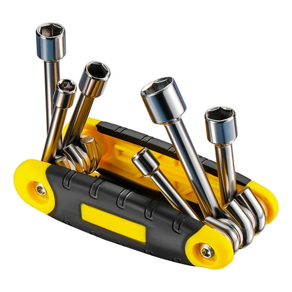 6 in 1 Folding Nut Driver Set Metric Hexagon Nut Driver Set Portable Handle Folding Wrenches 5mm 6.0mm 8mm 9mm 10mm 12mm