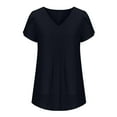 thumbnail image 4 of bnaln Women's Tops Summer Chiffon Blouses Short Sleeve V Neck Pleated T Shirts Loose Casual Flowy Dressy Tops Elegant Tunic Blouse Business Work Shirts Going Out Tops Trendy Outfits, 4 of 5