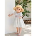 thumbnail image 6 of BemeyourBBs Toddler Baby Girl Birthday Dress Outfit 1 2 3 4 Years Old Birthday Summer Clothes Pull Short Sleeve Letters Embroidery Polka Dot Smocked Dress Little Girl Princess Party Dress, 6 of 9