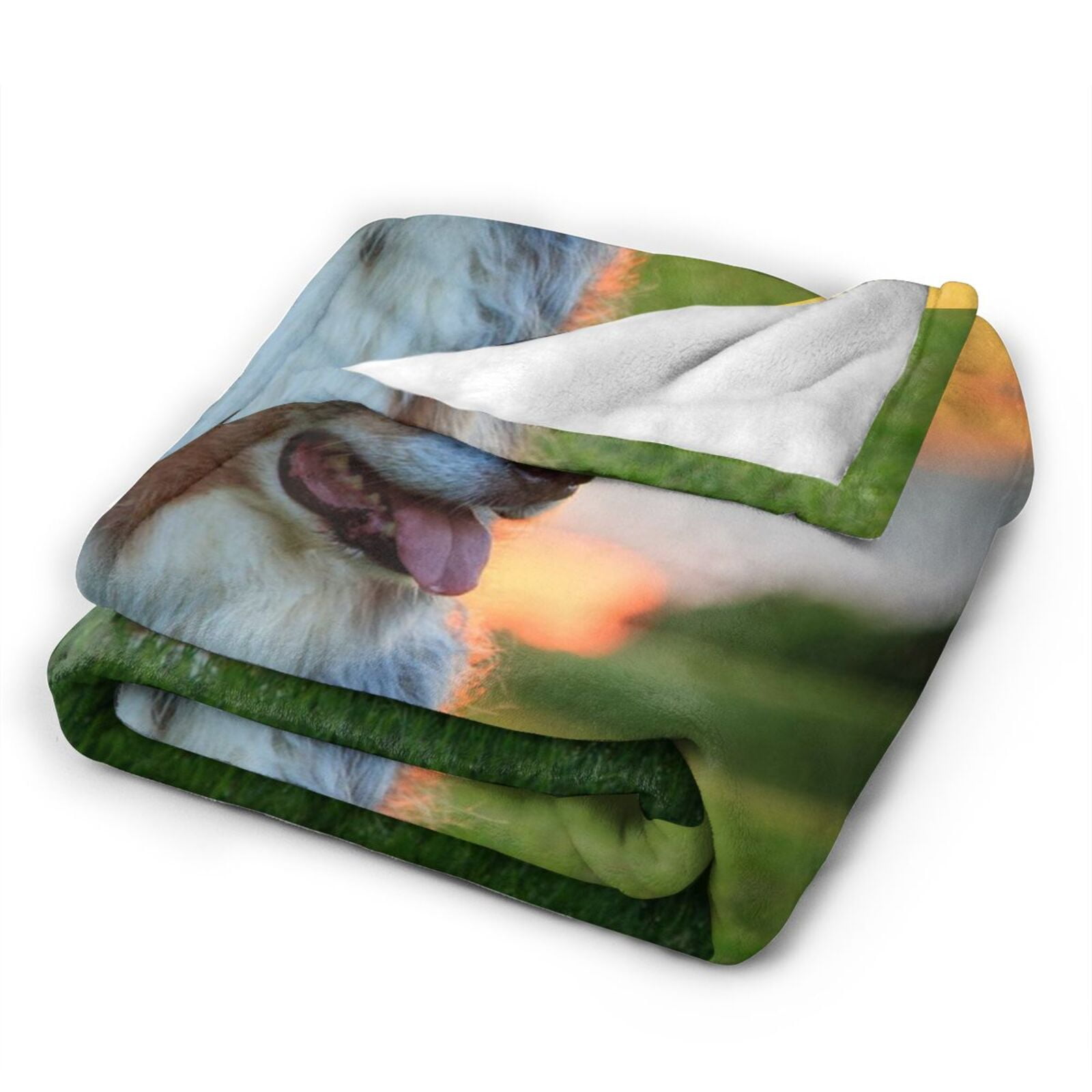 Wijzvio Australian Shepherd Dog Throw Blanket Soft Fuzzy Fleece Blanket For Couch Bed Living Room Decoration 60"X50"