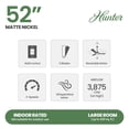 thumbnail image 3 of Restored  Hunter Fan 52 inch Casual Matte Nickel Indoor Ceiling Fan with 3 Blades, Holiday Gift for Bedroom, Living Room/Family Room, Dining Room, Kitchen, Office (Refurbished), 3 of 13