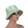 thumbnail image 2 of Deago Unisex Fashion Bucket Hat Beach Sun Hat PU Leather Rain Hat Waterproof Fishmen Cap for Men Women (Green), 2 of 8