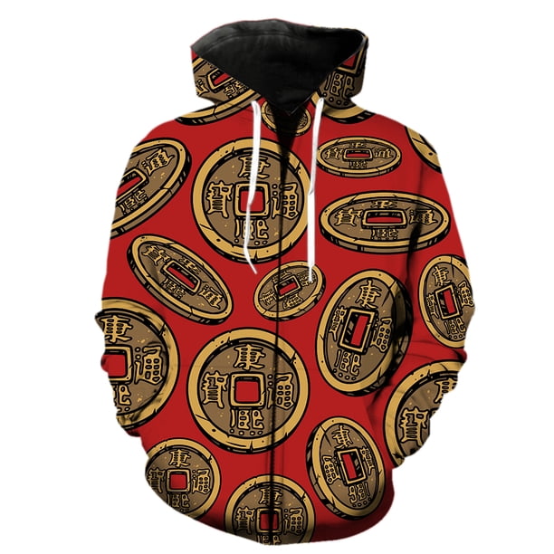 Sudadera con capucha y cremallera de estilo japonés para hombre, diseño de gato y dragón que busca la fortuna, de gran tamaño, con estampado 3D, para adolescentes, ropa de calle de manga larga