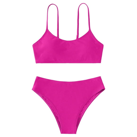 Splozh Tween Bathing Suits Toddler Girl Toddler Girl 2 Piece Swimsuit Sport Solid High Waist Bikini Set Swimwear Bathing Suit Hot Pink,12-13 Years