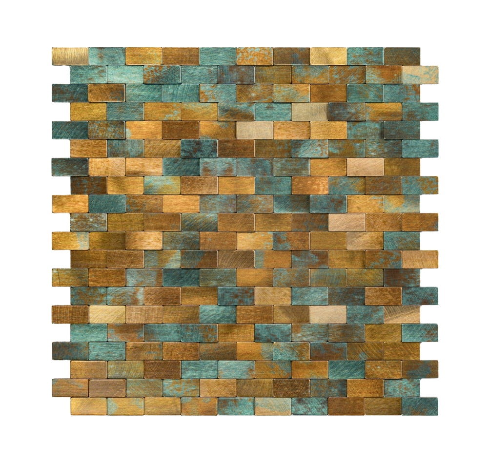 10pieces Striped and long-shaped Self-Adhesive Aluminum Composite Mosaic Peel-and-Stick Tiles No Grout, Easy DIY Backsplash & Accent Wall – Scratch, Splash & Heat-Resistant Metal Finish 11.8"x11.7"